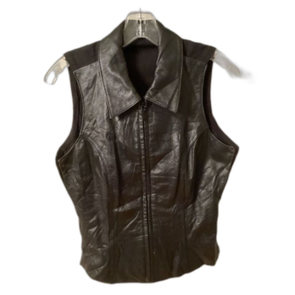 WILSONS LEATHER MAXIMA SIZE MEDIUM BLACK LEATHER ZIP UP VEST